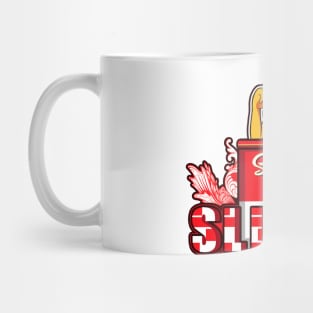 Dope cartoon character  tomato soup with free spirit illustration Mug